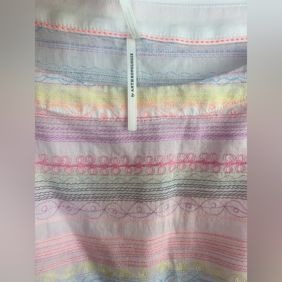 NWOT Anthropologie Letty Pastel Embroidered Babydoll Stitch Sweet Blouse XS - Picture 4 of 9